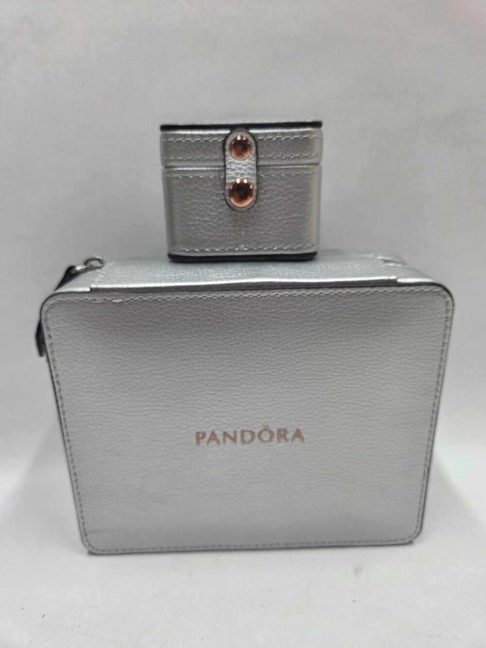 EMPTY Pandora Elegance Silver Zippered Jewelry Travel Cases Boxes